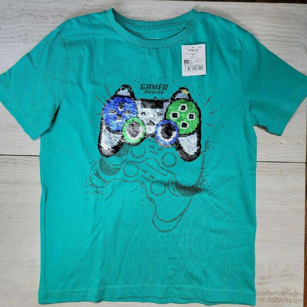 Gamer Graphic Tee - Boys' Teal Short Sleeve Shirt with Controller Print